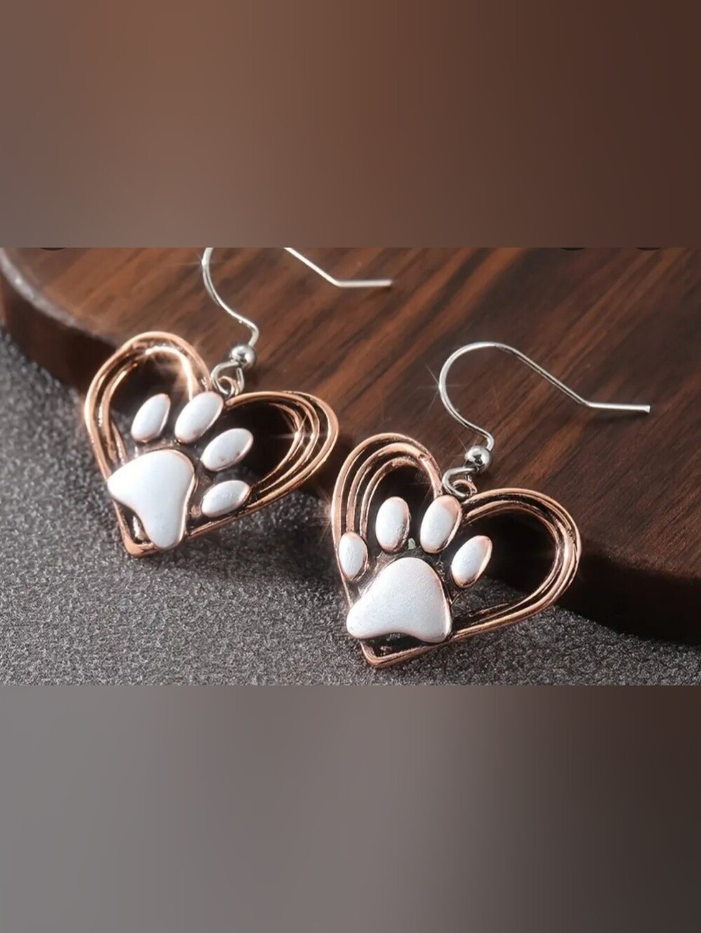 NEW Sundance Copper/Stainless Steel Earrings "HEART PAWS"
